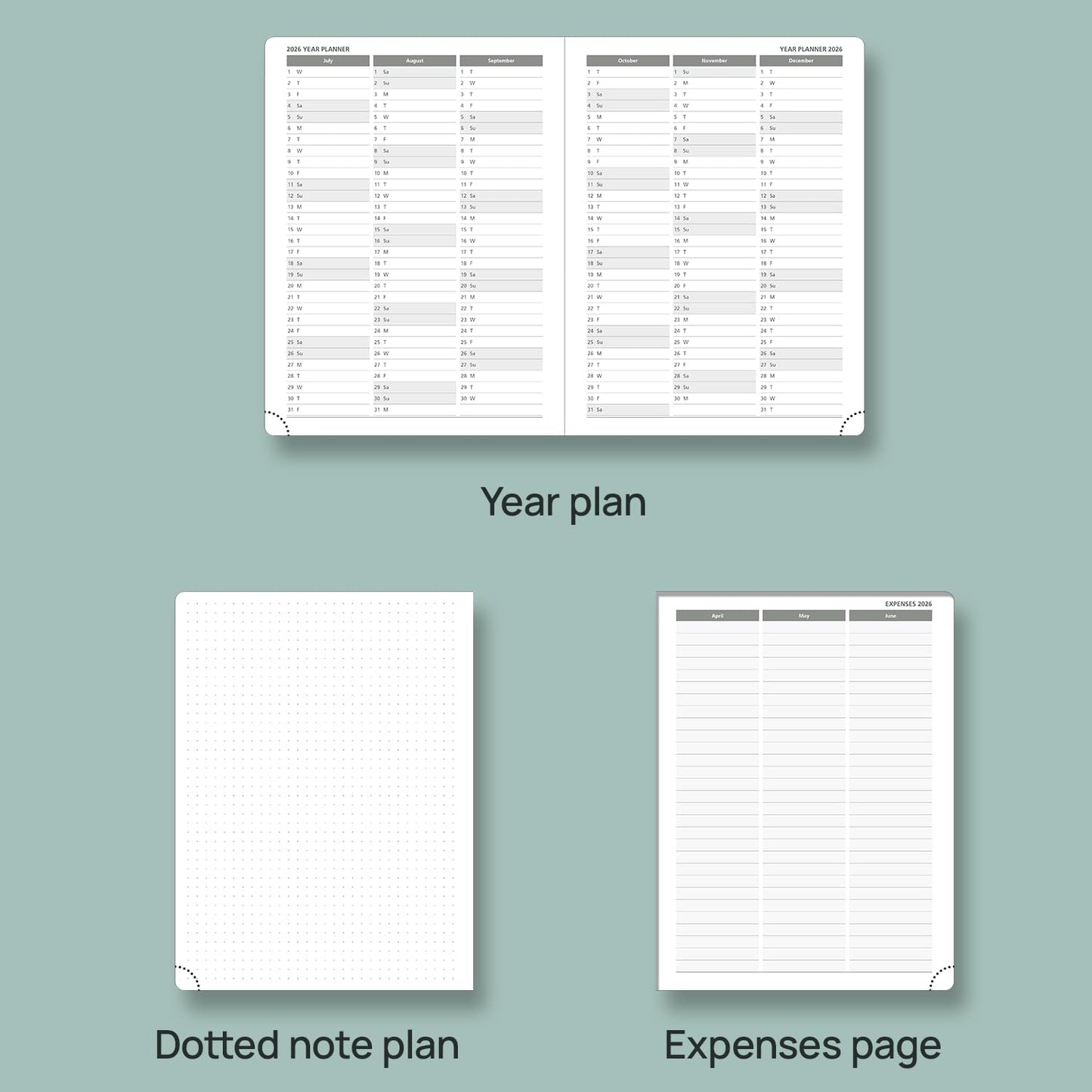 POPRUN Planner 2025-2026, (Medium 6.5'' x 8.5'' Hard Cover) Academic Calendar (July 25-June 26) Daily Weekly and Monthly Appointment Book with Hourly Time Slots, Monthly Tabs, 100 GSM - Light Pink