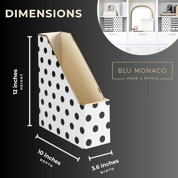 BLU MONACO | Cardboard Magazine File Holder Set of 4 | Vertical Magazine File - Image 9