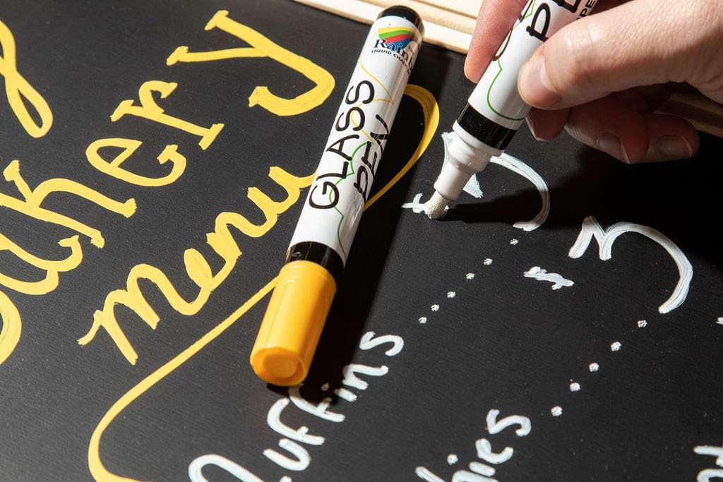 Glass Pen Window Marker: Liquid Chalk Markers for Glass, Car Marker or Mirror Pen with Washable Paint - Car Windows, Storefront Window, Wedding, Parade, Party & Holiday Decorations (White, Fine Tip)
