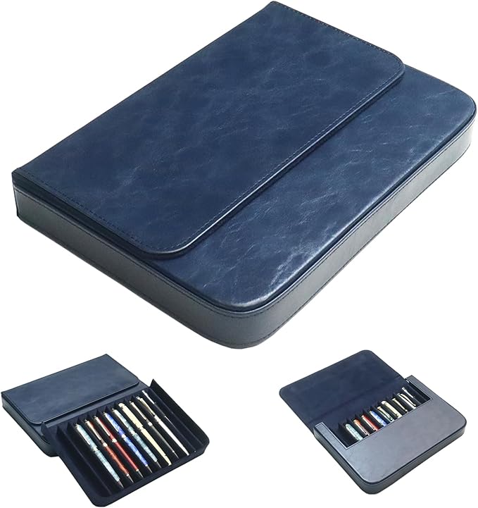 PU Leather 12 Fountain Pen/Pencil Tray Case Organizer, Fashion Design, Magnetic by MIVLXLX