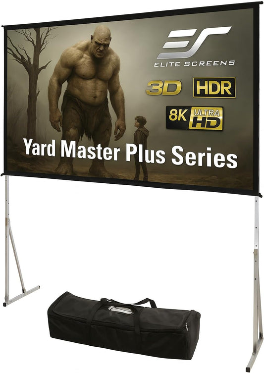 Elite Screens Yard Master Plus, 180-INCH 16:9 Height Setting Adjustable Portable Projector Screen, 4K HD Outdoor Indoor Movie Theater Front Projection, US Based Company 2-YEAR WARRANTY, OMS180H2PLUS