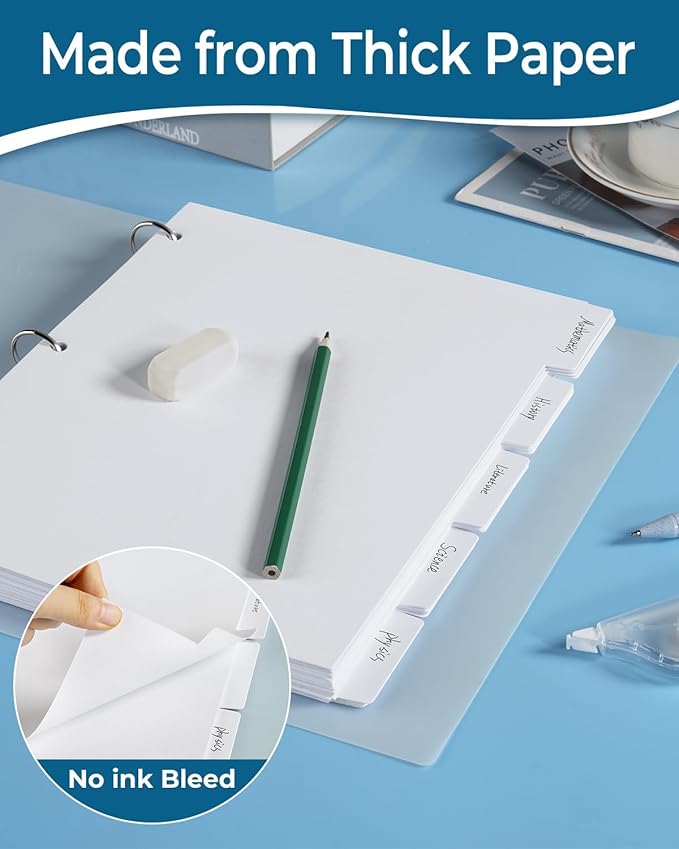 Dynta Binder Dividers for 3 Ring Binder 30 Sets, 1/5 Cut Tabs, Letter Size - Image 3
