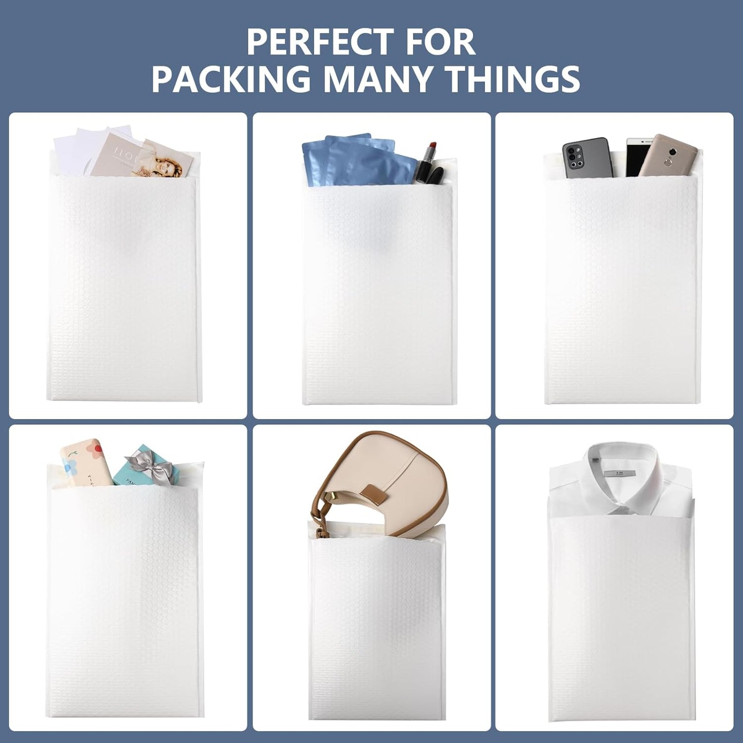 30 Pack White Bubble Mailers 10.5x16 Inch Poly Padded Envelopes Self-Seal Bubble Mailer Shipping Envelopes for Shipping Clothes, Packing