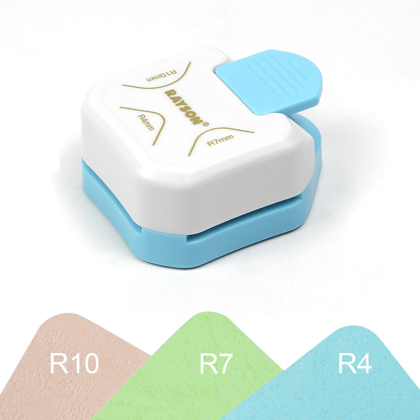 RAYSON CR05W 3 in 1 Corner Cutter, 4mm 7mm 10mm 3 Way Corner Rounder Paper Punches for Paper Craft, DIY Projects, White