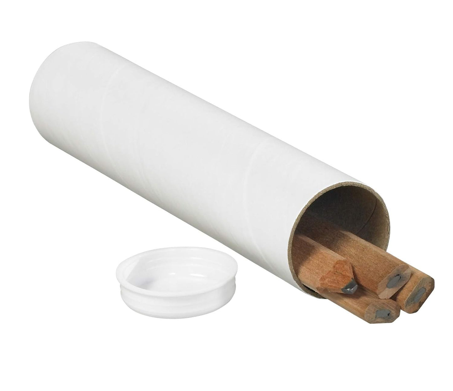 BOX USA BP1518W Mailing Tubes with Caps, 1-1/2" x 18", White (Pack of 50)