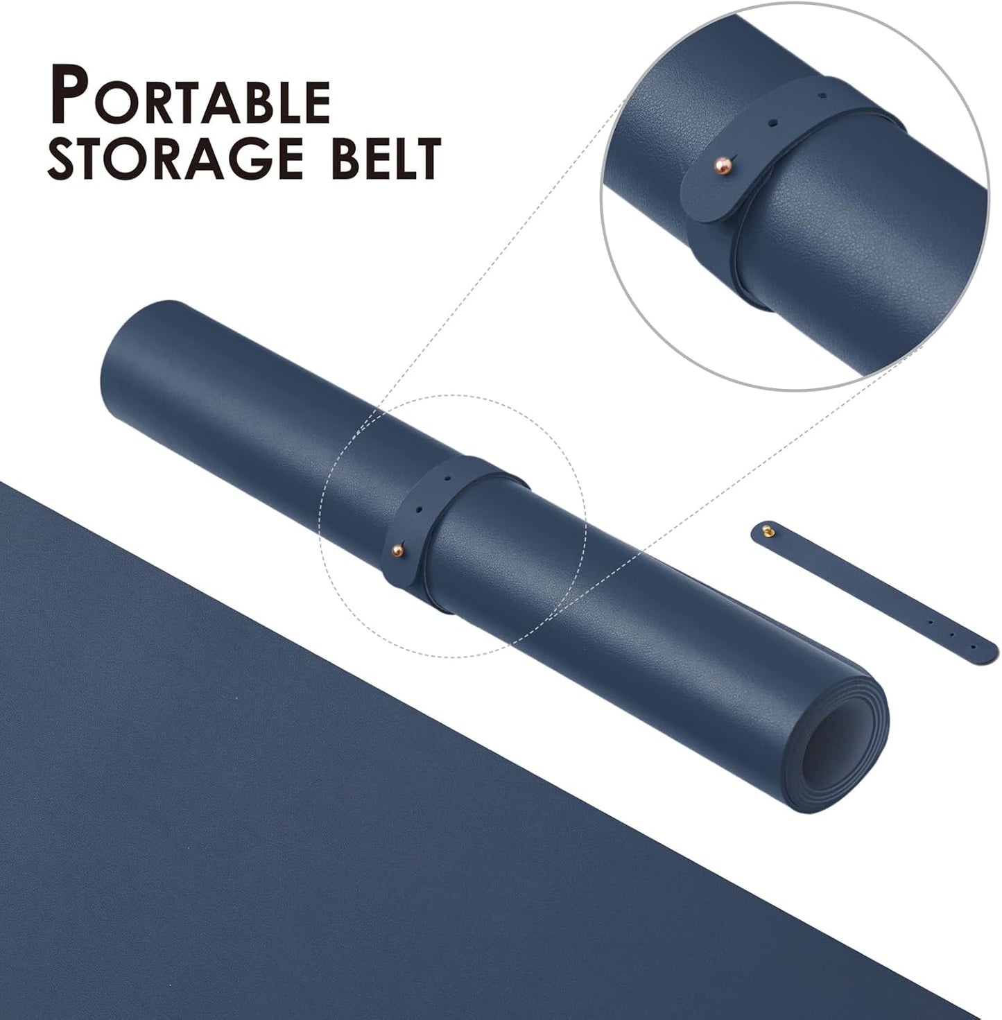 Leather Desk Mat - Non-Slip PU Desk Pad for Office and Home - Desk Organization and Accessories - Ideal for Large Mouse Pad and Desk Mats on Top of Desks (Dark Blue,31.5"x 15.7")