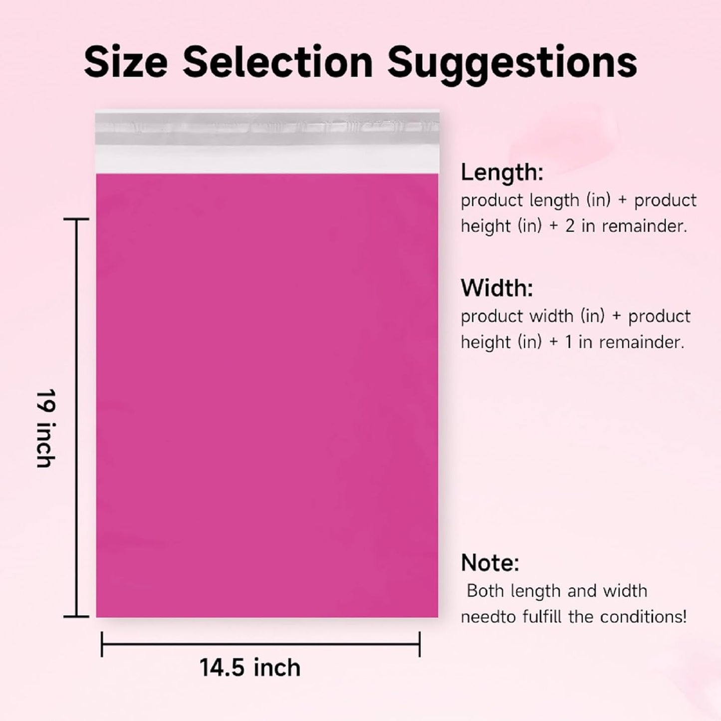 Pink Poly Mailers 14.5X19 50 Pack, Strong Adhesive Shipping Envelopes for Clothing/Shirt, Poly Bags for Small Businesses, Waterproof Mailing for Shipping, Packages Bags