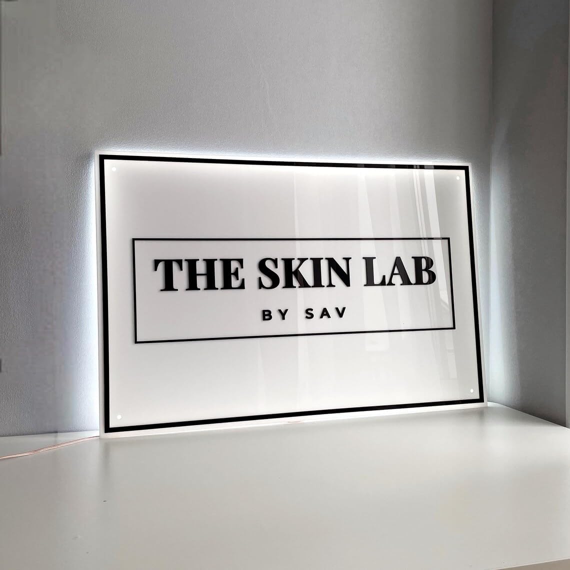 Custom Backlit Acrylic Sign, Illuminated Business Logo Sign, Personalized LED Logo Neon Signs for Business Office Beauty Salon Decor (Rectangular, 15"~60")