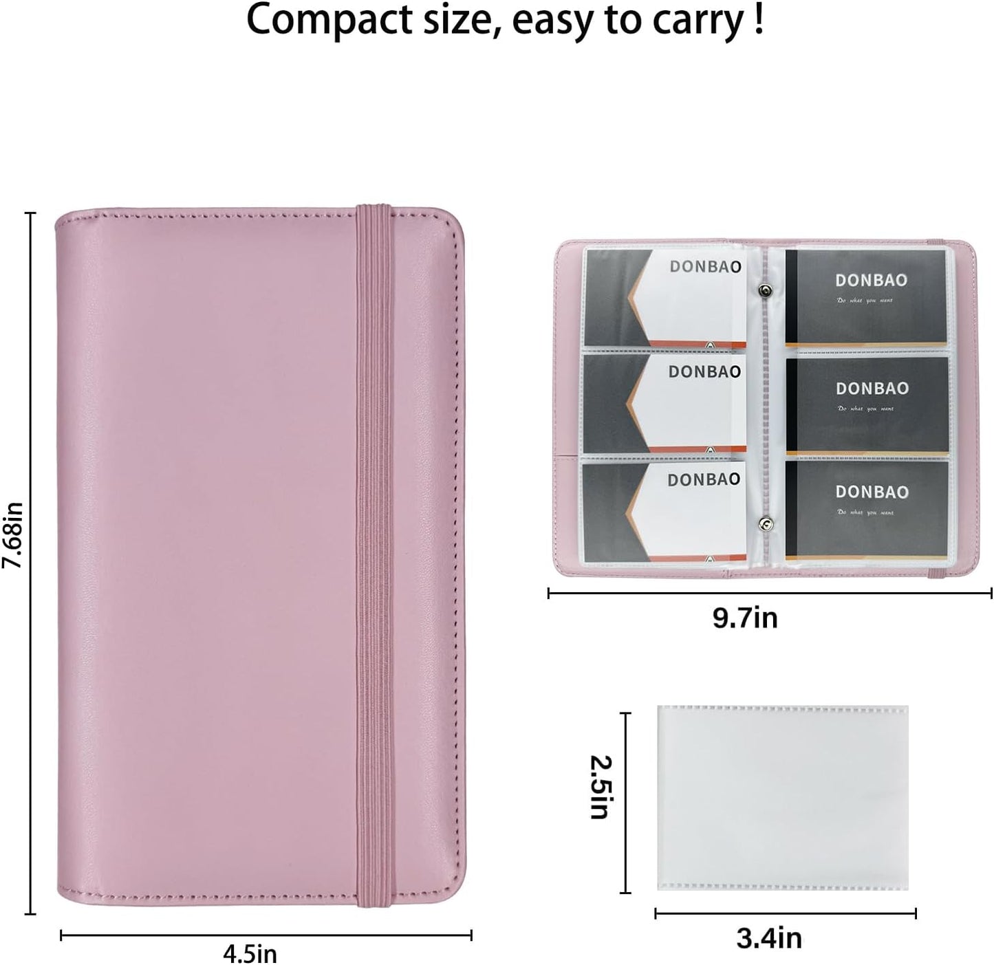 Leather Professional Business Card Holder Book Organizer, 240 Card Slots Capacity Booklet, Premium PU Name Cards Storage Folder with Soft Cover, Credit Card Binder Holder for Men/Women (Light Pink)
