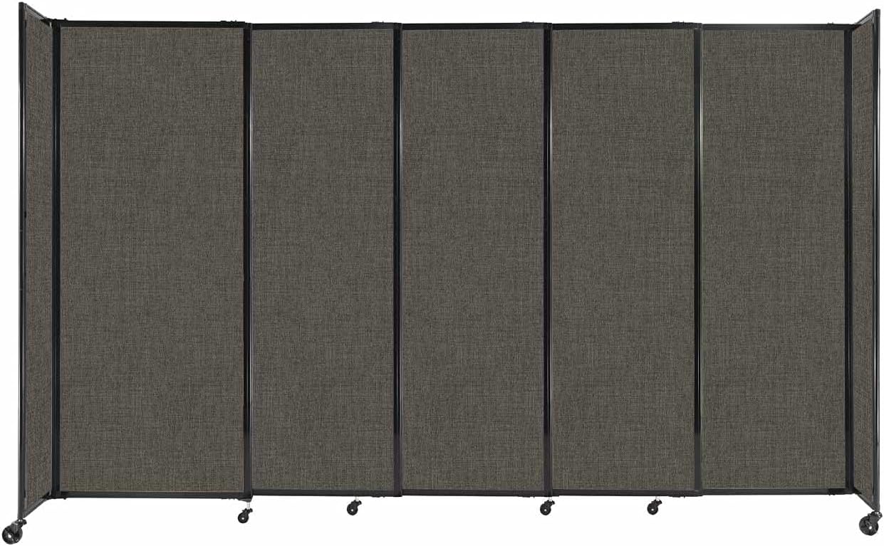 Versare Straightwall Sliding Portable Wall Partition | Freestanding Office Dividers | Locking Wheels | Temporary Room Separator | 11'3" Wide x 6'10" Tall Mocha Fabric Panels