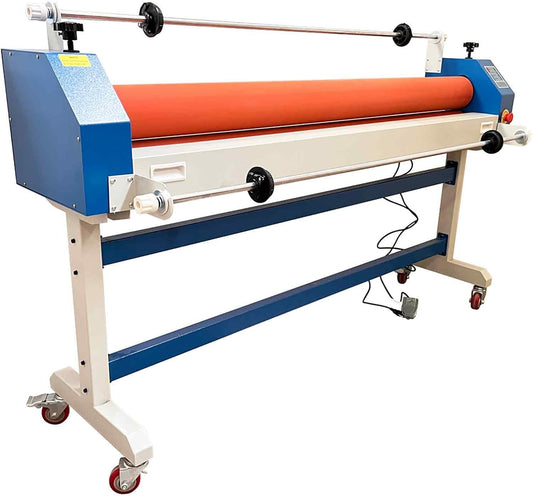 51in(1300mm) 110V Electric/Manual Cold Laminating Machine with Film Release Rod, Adjustable Speed Laminator with Foot Pedal, Soft Rubber Roller, for Cold Mounting Photos