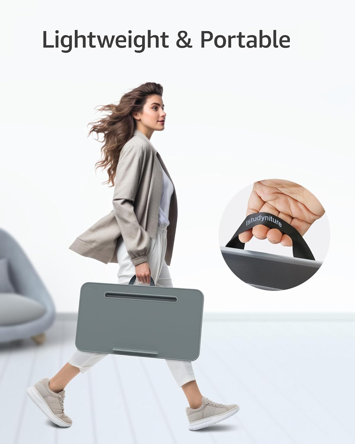 Lap Desk - Washable Cushion – Fits up to 17-Inch Laptops – Portable Laptop Desk & Stand – Bed desks & Tray for Writing, Reading, Working, Gaming on Bed, Couch, Floor –Istudyniture - Large, Waves