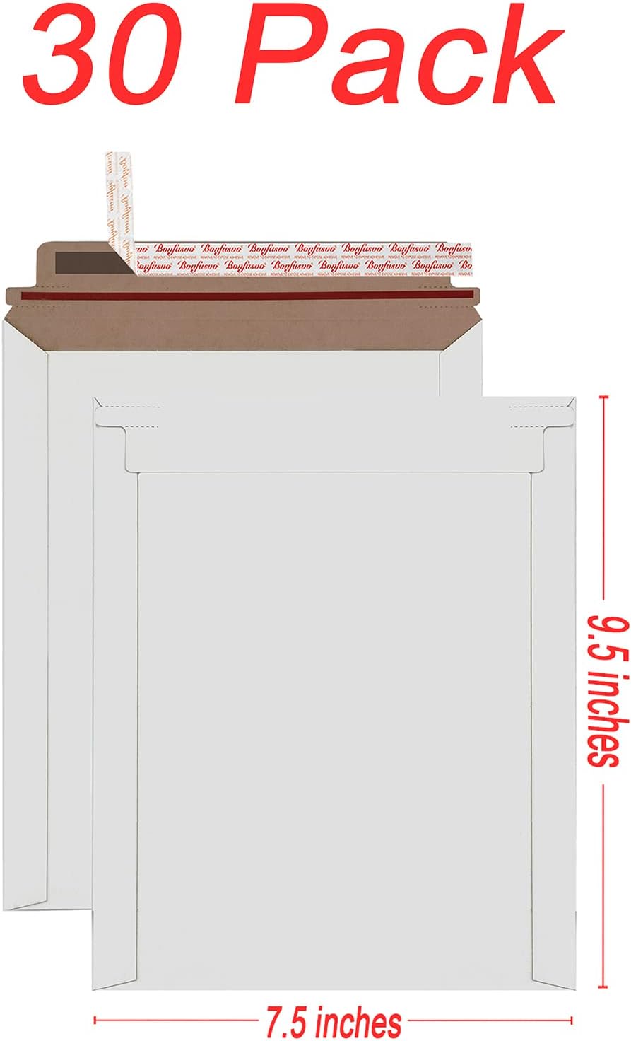 Rigid Mailers 30 Pack 7.5 x 9.5 inches White Self Seal Stay Flat Bulk Cardboard Kraft No Bend Mailers Peel and Seal for Document Photos Pictures Papers Files CD