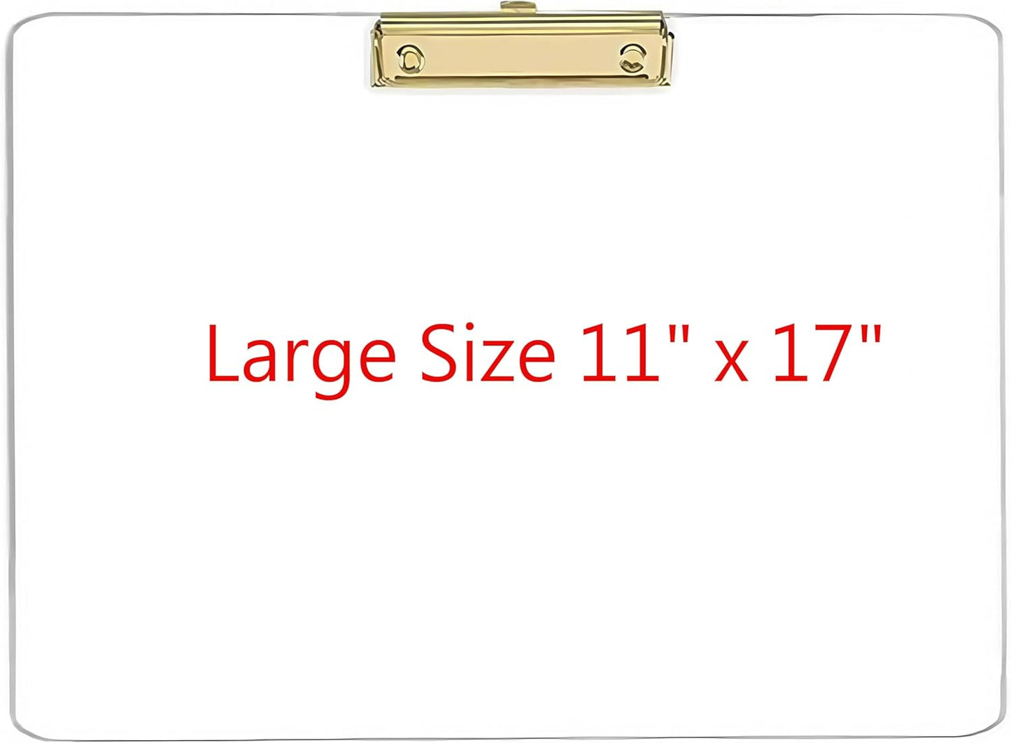 JIARI 1 Pack Clear Acrylic Horizontal Clipboard Large Size 11" x 17" (Gold 1 Pack)