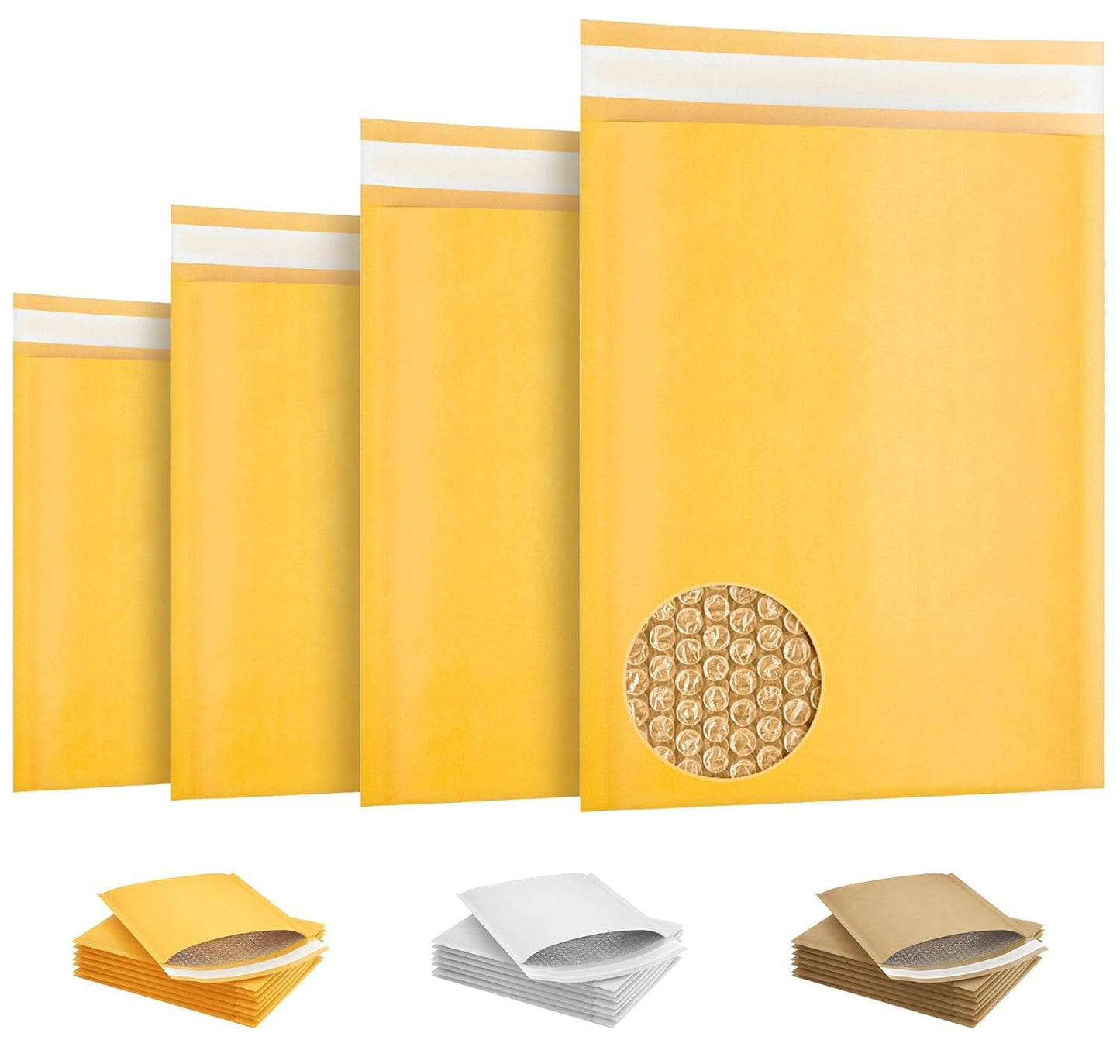 Yellow Kraft Bubble Mailer Envelopes, 14.25 x 19 Inches. 100 Pack Mail Padded Envelopes Self Seal. Waterproof Kraft Bubble Mailers. Tear-Resistant Mailing Envelope Padded. Sturdy Paper Mailer