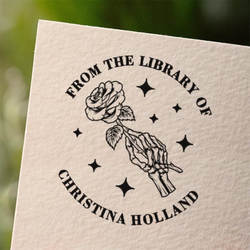 from The Library of Embossers & Stamps for Fantasy Book Readers | Custom Embosser | Custom Stamp | Ex Libris | Elevate Your Fantasy Collection of Stories and Novels (Design 17, Self-Inking Stamp)