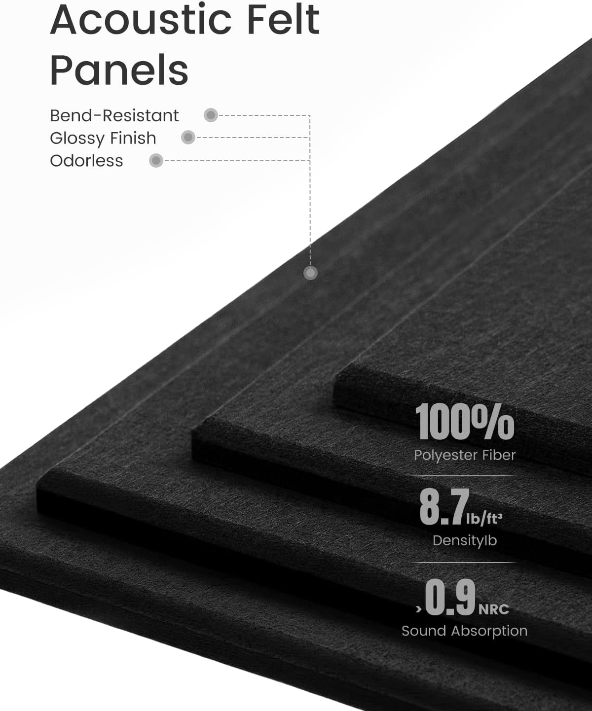 Felt Bulletin Board Tiles -28"x18" Cork Board Alternative for Office Decor, Push Pin Board Wall Organizer 6-Pack - Black