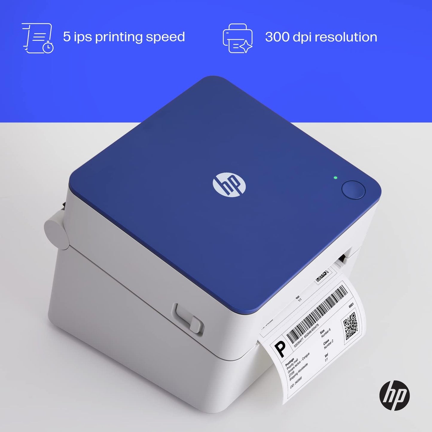 HP Shipping Label Printer 4x6 Commercial Grade Direct Thermal, Compact & Easy-to-use, High-Speed 300 DPI Printer, Barcode Printer, Compatible with Amazon, UPS, Shopify, Etsy, Ebay, ShipStation & More