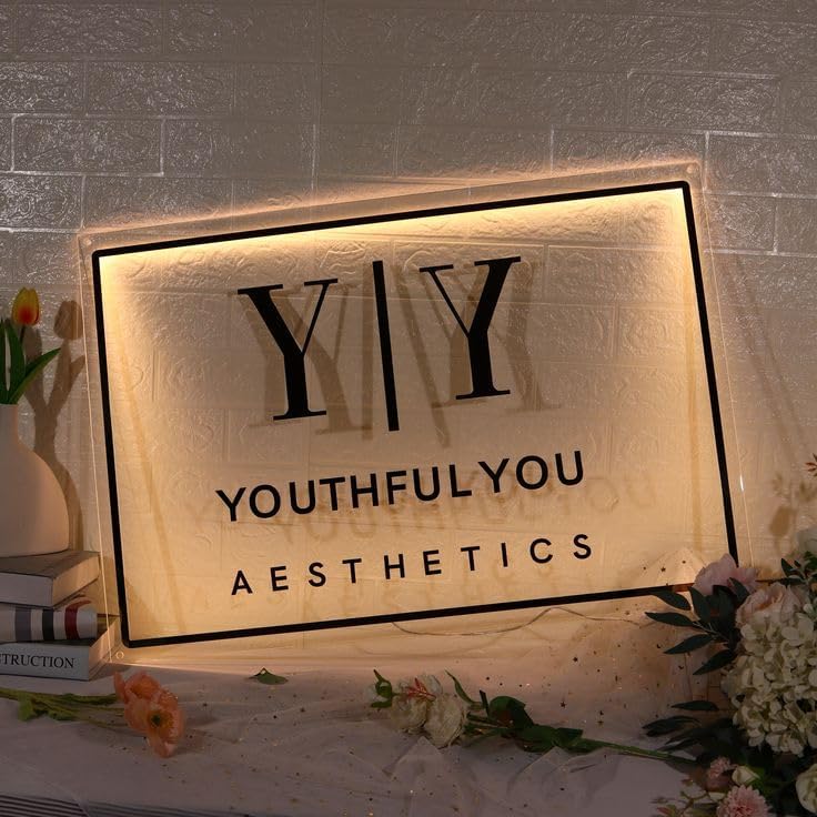 Custom Backlit Acrylic Sign, Illuminated Business Logo Sign, Personalized LED Logo Neon Signs for Business Office Beauty Salon Decor (Rectangular, 15"~60")