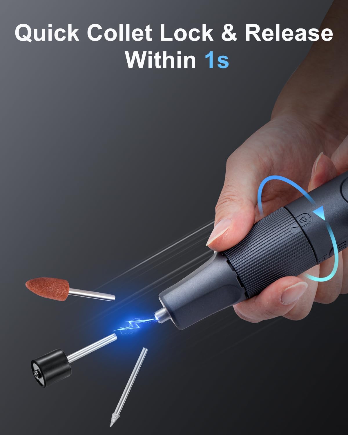 GROWNEER Mini Cordless Rotary Tool Kit, 8V Rechargeable Rotary Tool, 5 Speeds, 117 Pcs Multi-Purpose Power Brushless Rotary Tool with Lights for Polishing, Sanding, Drilling, Engraving, DIY, Pet Nails
