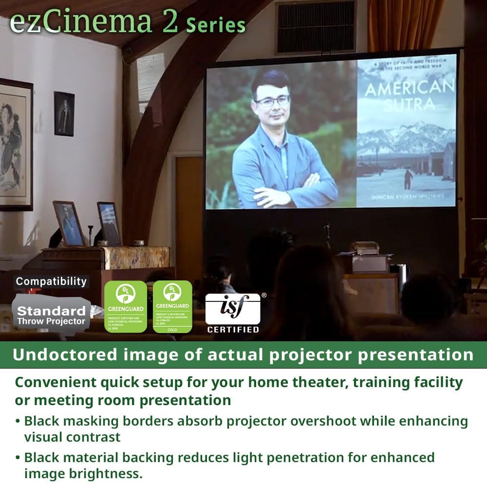 Elite Screens ezCinema 2, 120-inch 4:3 Aspect Ratio Portable Manual Floor Pull Up with Scissor Backed Projector Projection Screen Office Classroom Church Home Theater + Carrying Bag, F120NWV2