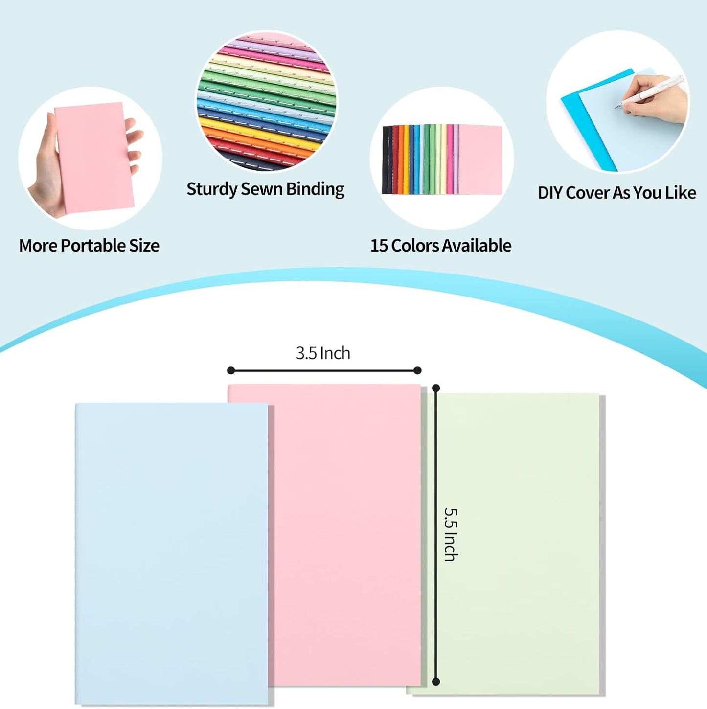 60 Pack Mini Pocket Colorful Lined Notebook Bulk, Journals Bulk, Small Notebooks 3.5x5.5, 30 Sheets/60 Pages, Mini Notebooks for Kids, Traveler, Students, School Supplies(Lined-60 pack, 15 Colors)