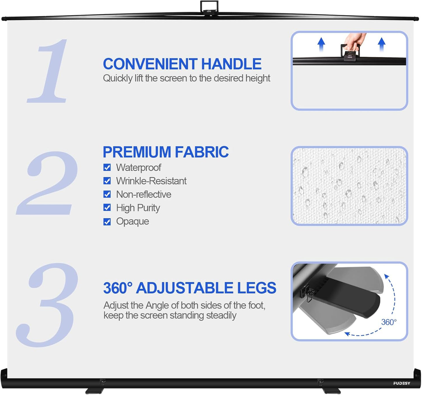 FUDESY 78.7 x 93in Large Collapsible White Backdrop Screen, Portable Retractable Pull Up Panel Wrinkle-Resistant Photo Background for Streaming, Video Conference, Photographic Studio