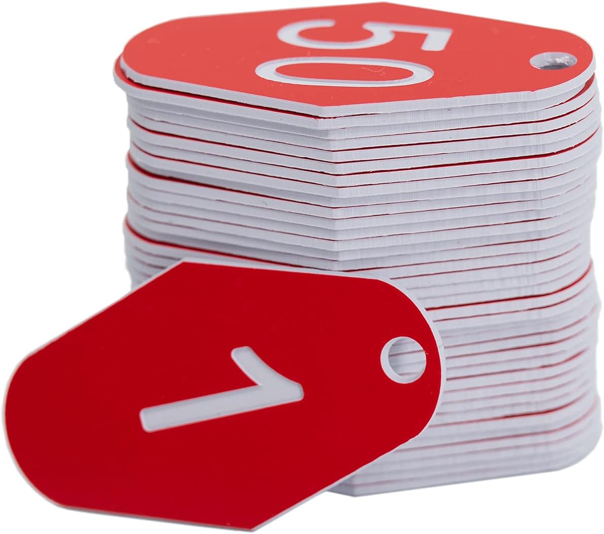 StayMax ABS Plastic Motel Hotel Room Number Tag (1-25, Red)