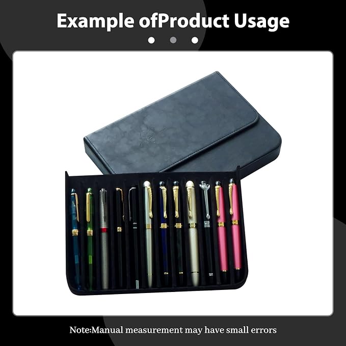PU Leather 12 Fountain Pen/Pencil Tray Case Organizer, Fashion Design, Magnetic - Image 4