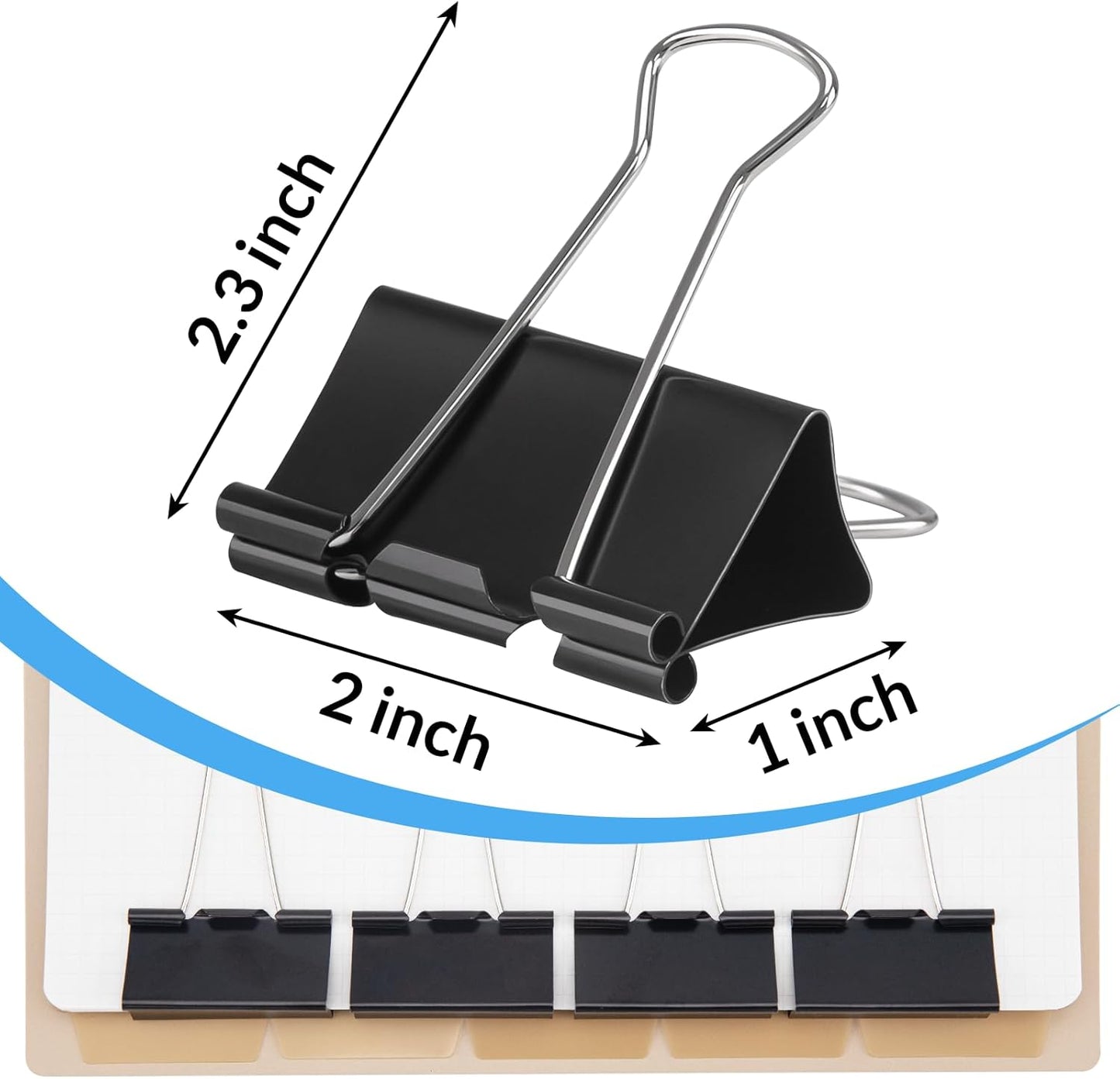 2 Inch 32 Pack Extra Large Binder Clips, Jumbo Paper Clips, Big Paper Clamps, Binder Clips Large Size for Home, School and Office Supplies