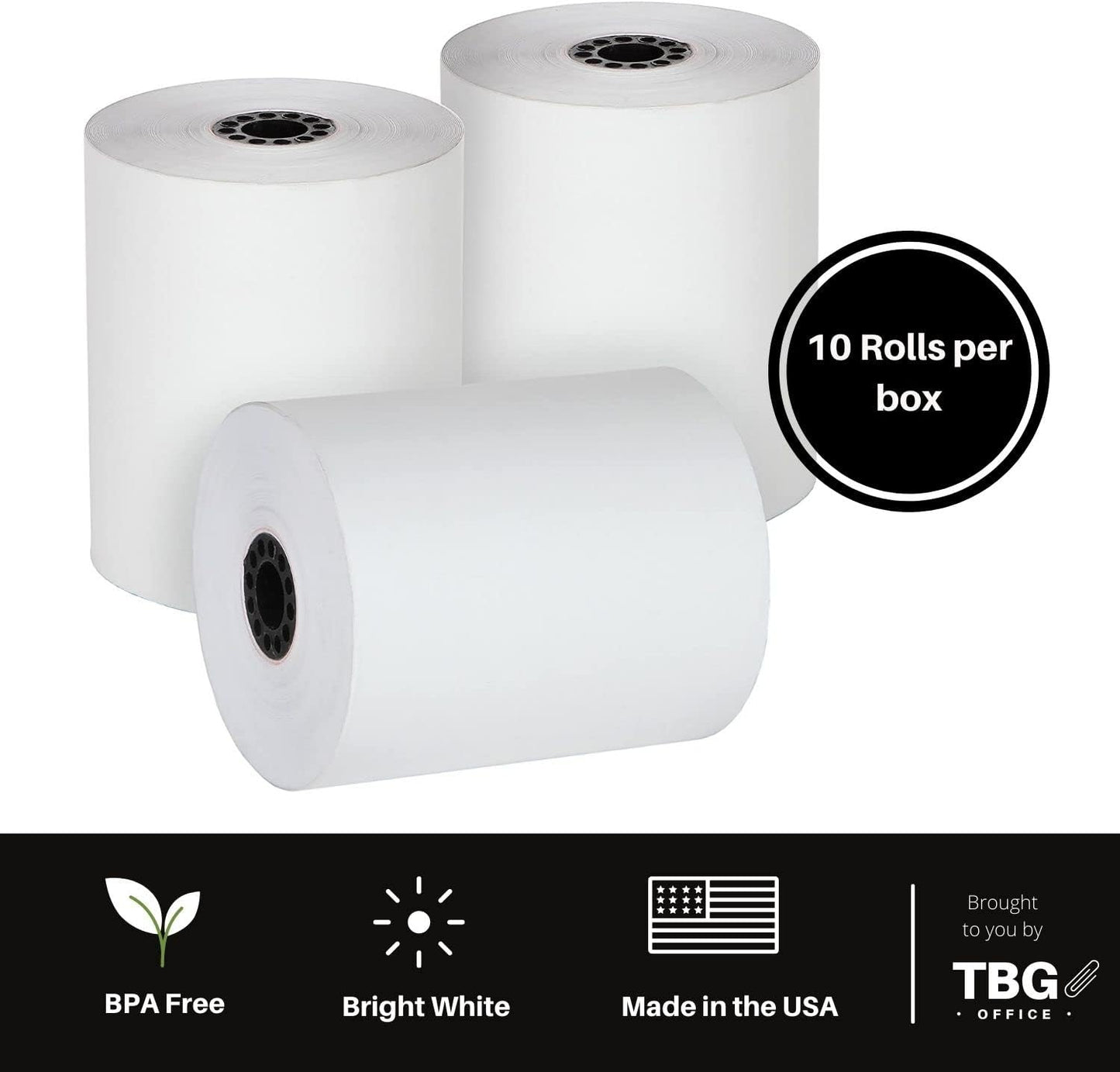 3 1/8” x 230' Thermal Paper Rolls - BPA FREE – MADE IN USA - Receipt rolls – Point of Sale Cash Register - Thermal printer paper - Credit Card Paper - for POS systems (1 Case - 10 Rolls)