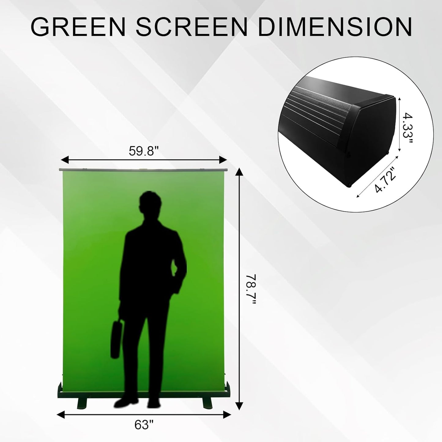LIHONG Large Green Screen Collapsible Chroma Key Backdrop,Portable Retractable for Video, Live Game,Aluminum Base,Wrinkle Resistant Fabric,Pull-up Style,Auto-Locking Frame (59.8Wx78.7H inch)