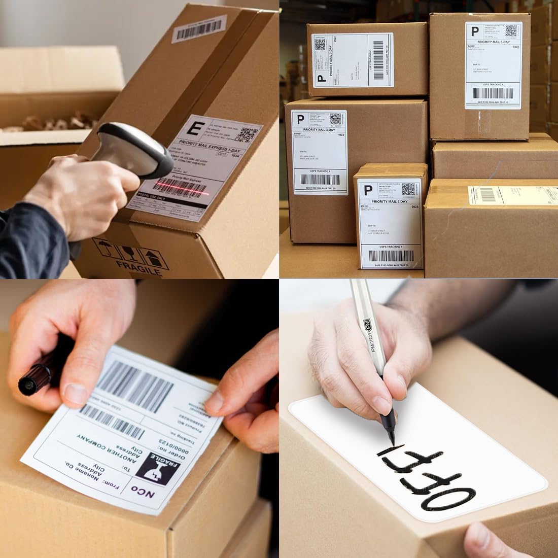 Shipping Thermal Labels, Pack of 16000 Perforated 4x6 Shipping Label Papers, FanFold Thermal Printer Labels, Sticker Labels to Write on, Permanent Strong Adhesive, Commercial Grade