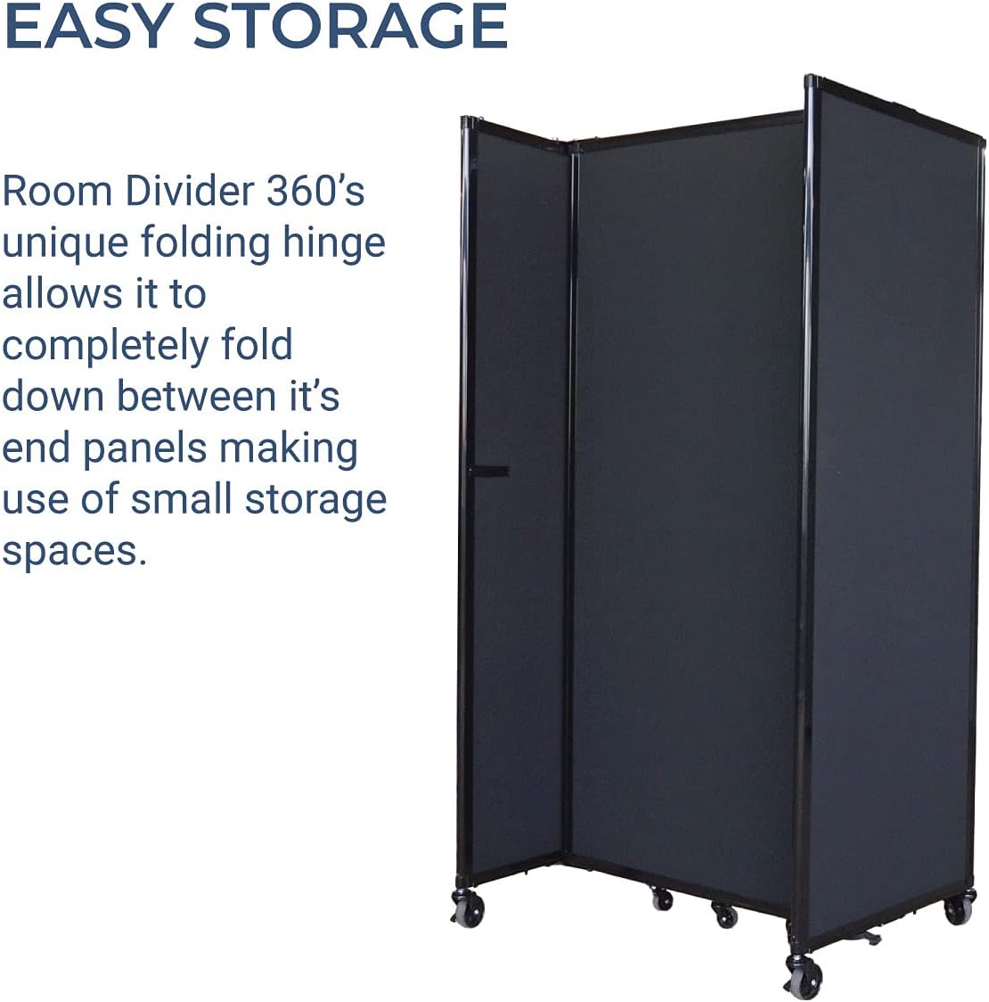 Versare Room Divider 360 Portable Wall Partition | Folding Panels | Large Freestanding Divider | Locking Wheels | Temporary Room Separator | 25' x 7'6'', Powder Blue