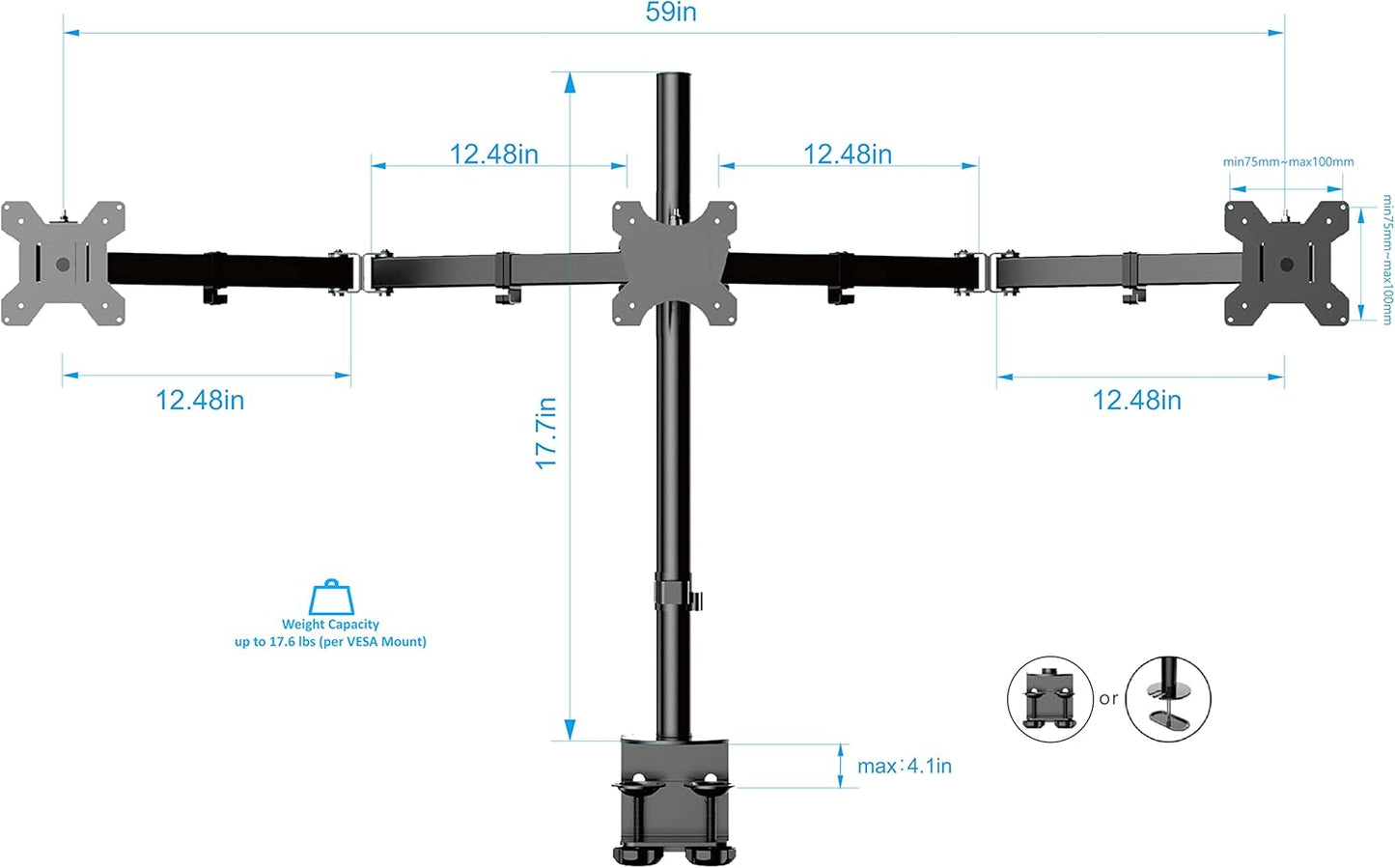 Rocelco 46" Large Height Adjustable Standing Desk Converter with Triple Monitor Mount BUNDLE - Quick Sit Stand Up Computer Workstation Riser - Retractable Keyboard Tray - White (R DADRW-46-DM3)