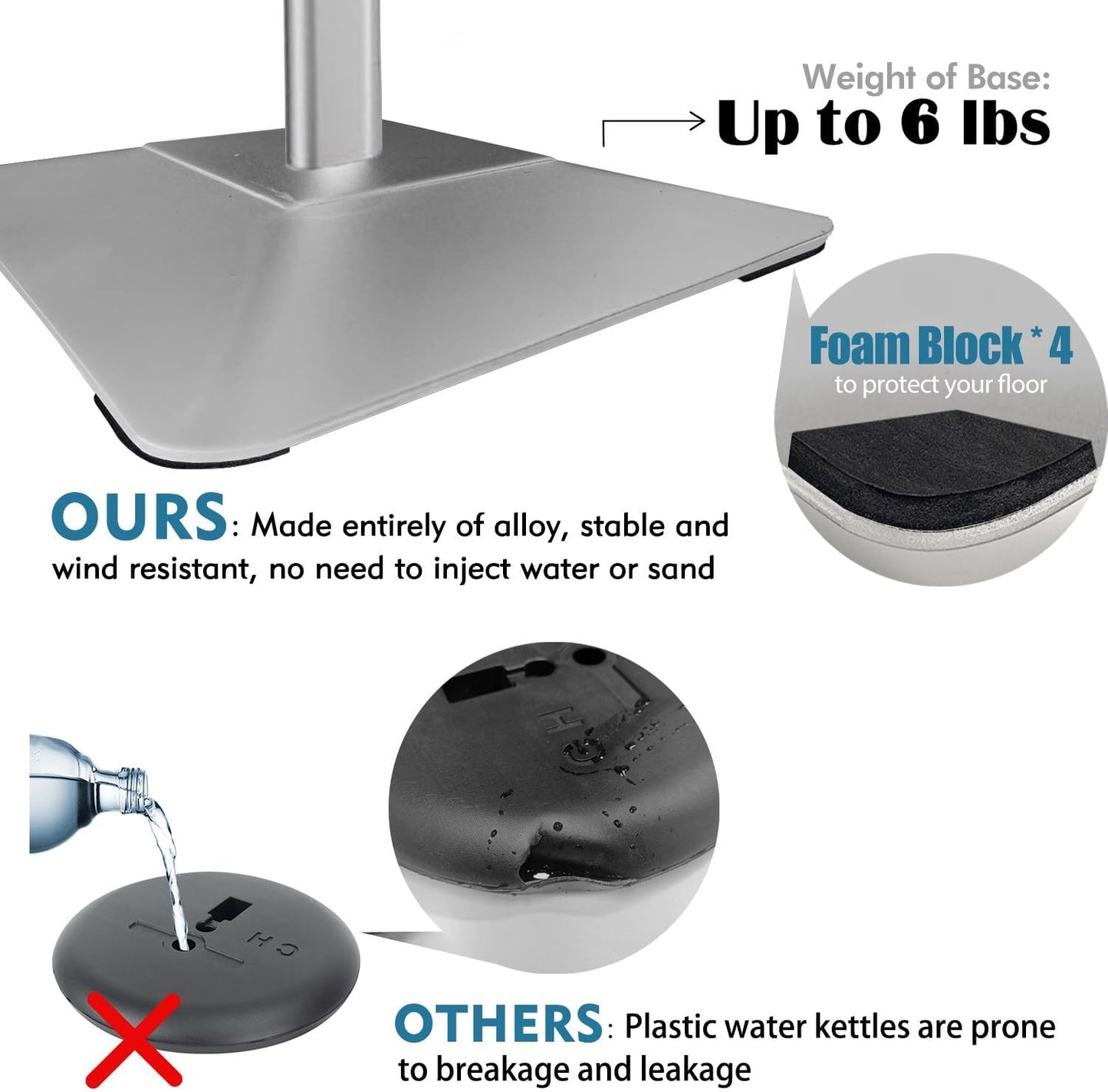 Sign Stand for Display, 11lbs Integrated Rod Heavy Duty Pedestal Floor Signage Stand Holder, for Outdoor or Indoor Advertising (11 x 17, Silver, 3Pack)