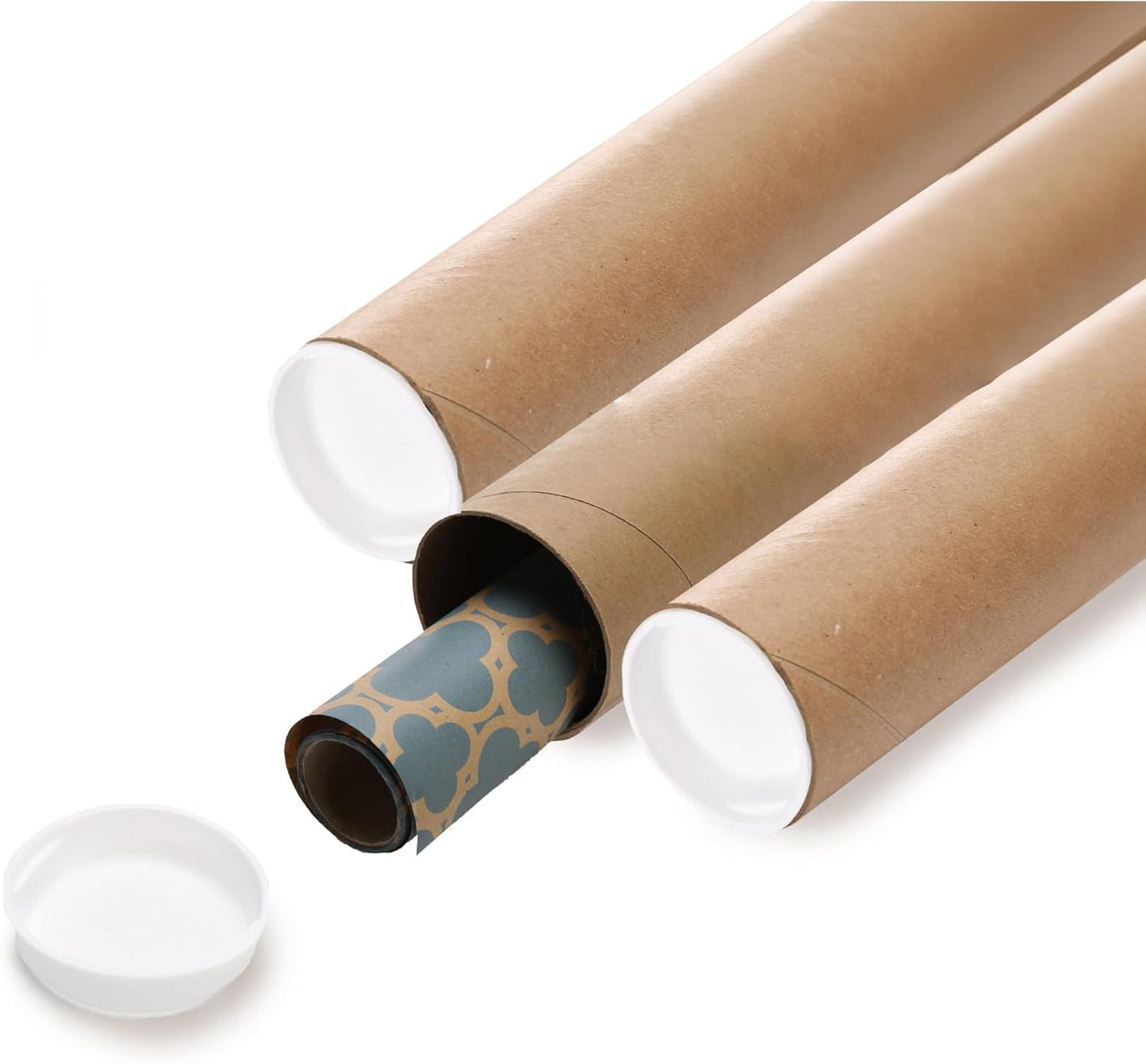 The Boxery Brown/Kraft Shipping, Storage, Posters, Arts, Crafts, Documents, Mailing Tubes 3 inch x 6 inch - 48 PACK, Made in the USA, Reusable and Recyclable