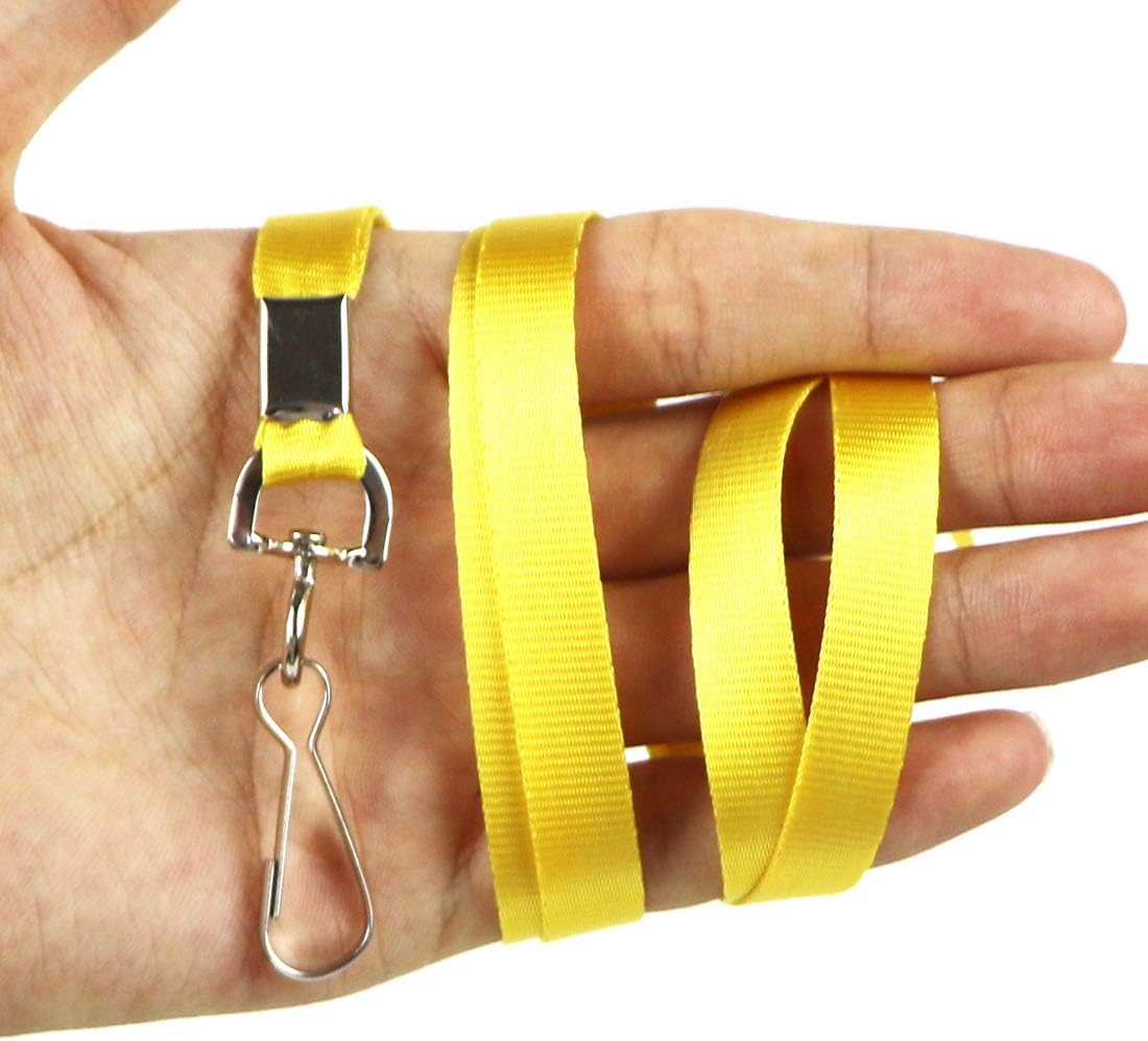 Bird Fiy Yellow Bulk Lanyards for Id Badges Nylon Neck Flat Lanyard for ID Name Badge Holder/Name Tag (Yellow, 50Pcs)