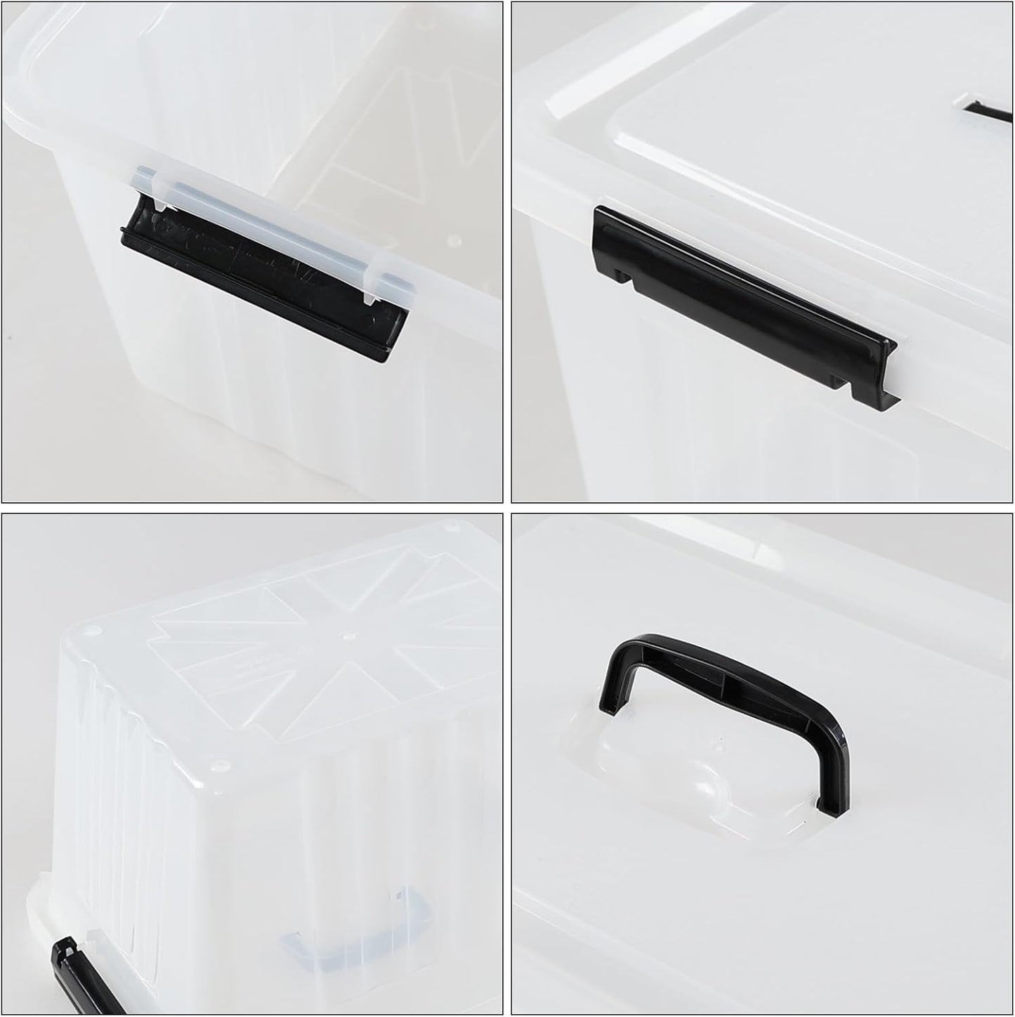 Set of 4 Storage Bins with Latch Lids, Clear Plastic Storage Box with Handle, 18 L
