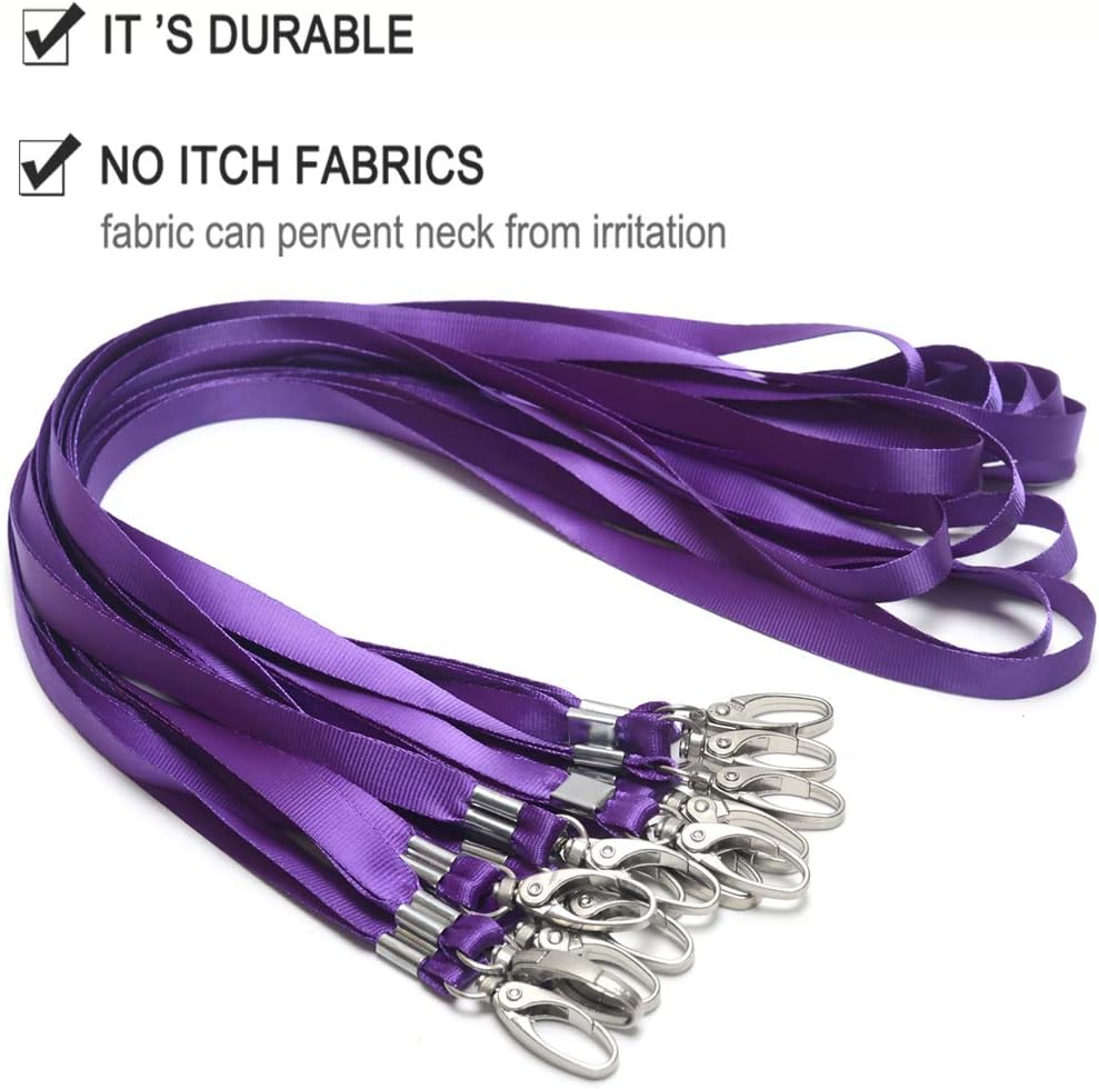 10 Pcs Lanyards Purple Lanyard for Id Badges Nylon Lanyard Bulk Clip Swivel Hook for Office Id Badges Key Chains (Purple)