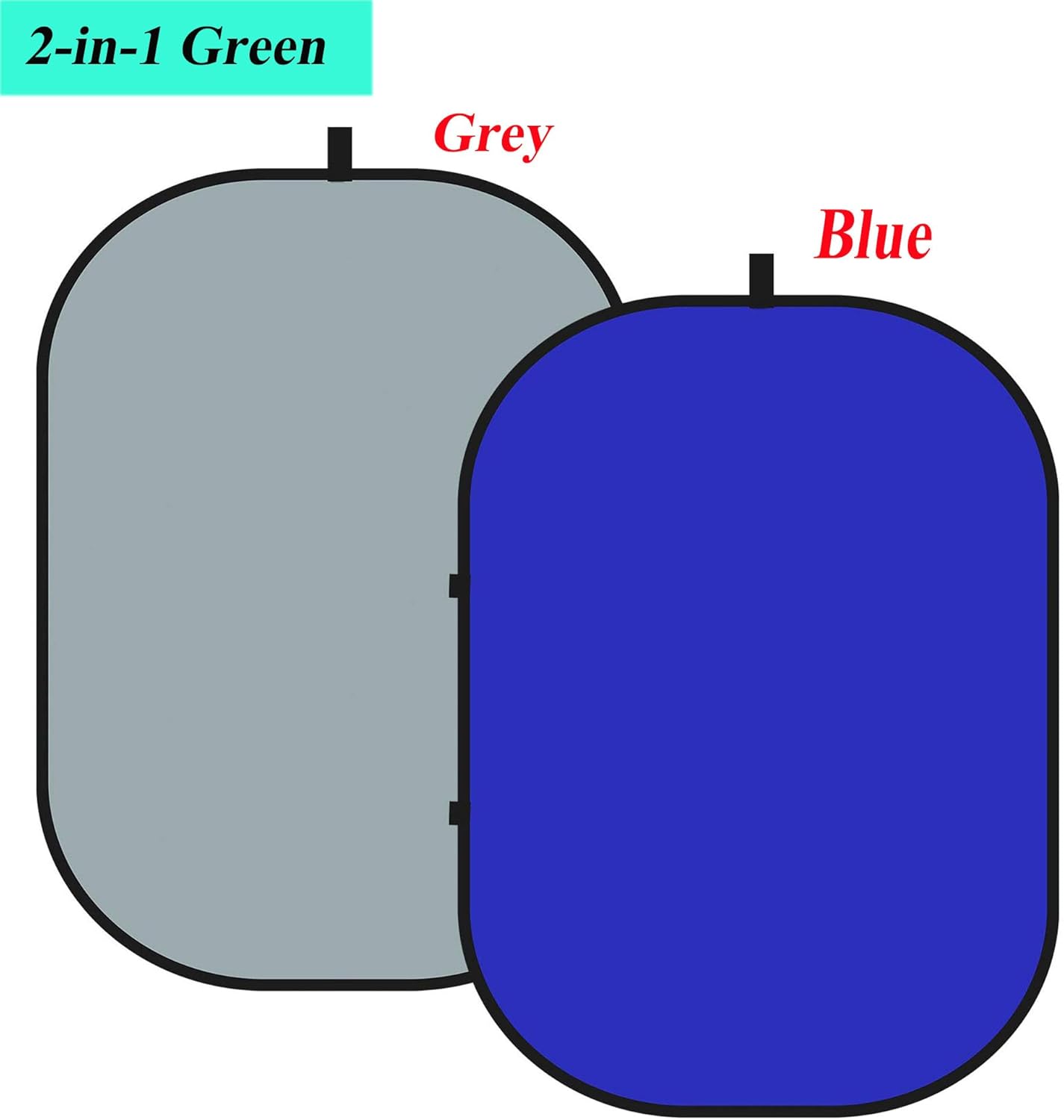 5x6.6ft/1.5×2m Chromakey Backdrop, 2-in-1 Blue Screen with Grey Screen, Collapsible Reversible Pop Up Background for Photography Studio, Live Streaming, Video Shooting (Blue/Gray)