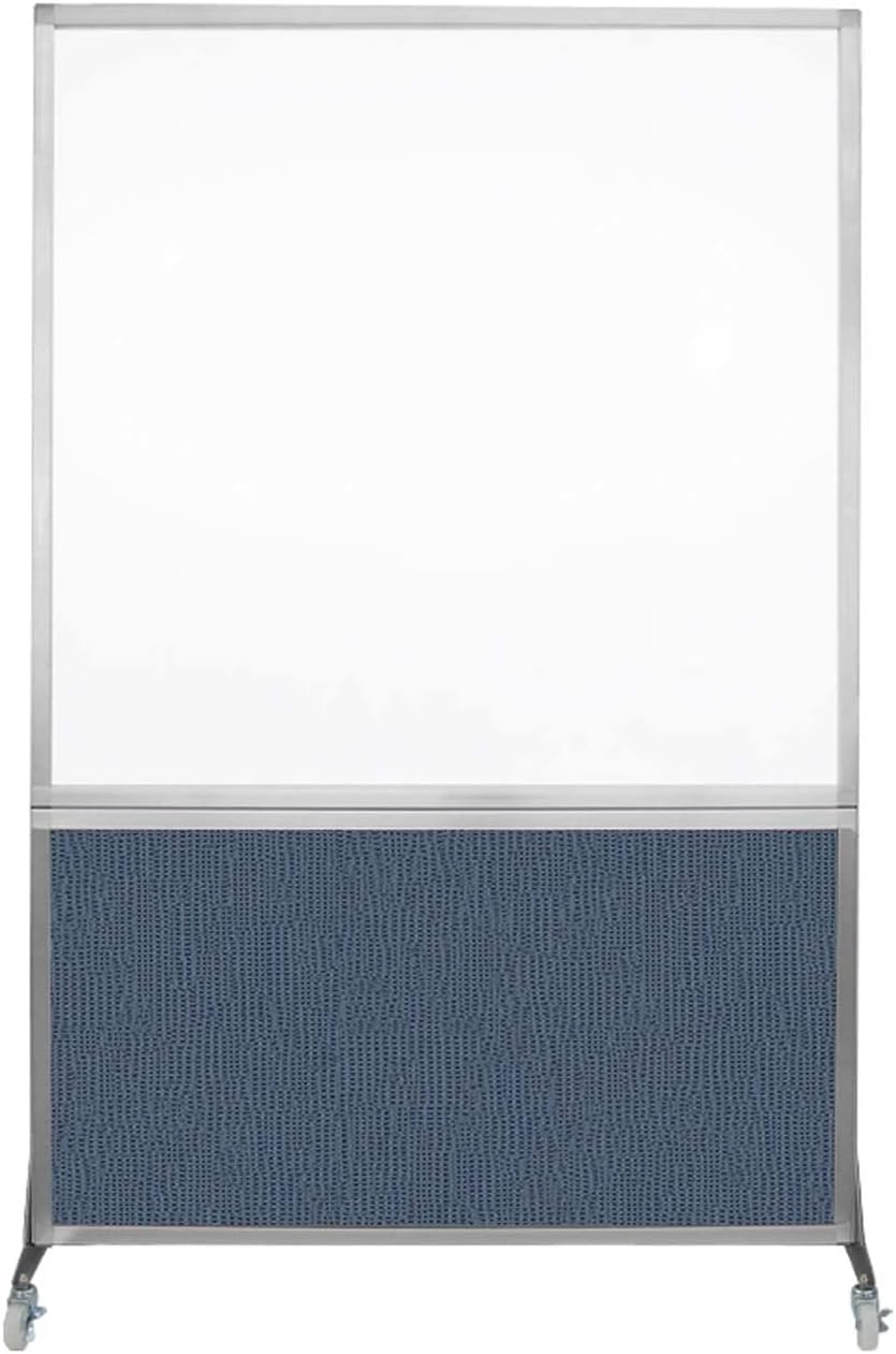 DivideWrite Mobile Whiteboard | Double Sided Dry Erase Board | Portable Office Cubicle Partition | Display for Classrooms, Conference Rooms, Meeting Areas and More | Ocean Fabric 4' Wide X 6' Tall