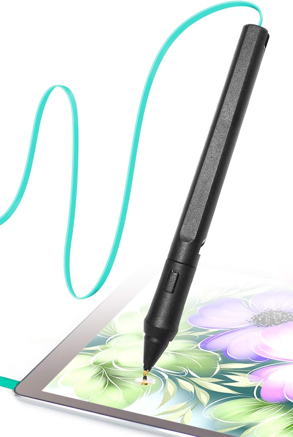 SonarPen: Pressure Sensitive Stylus Pen, with Palm Rejection and Shortcut Button. Battery-Less. Compatible with Apple iPad/iPhone/Android/Switch/Chromebook (Aqua Green)