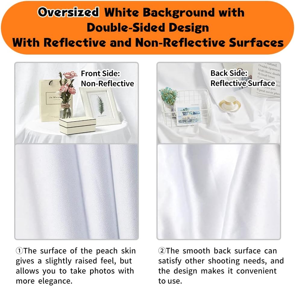 White Backdrop for Photoshoot, 10x20 ft Large Photo Backdrop Curtain for Photography, Seamless Polyester Fabric Background Screen for Party, Video Studio