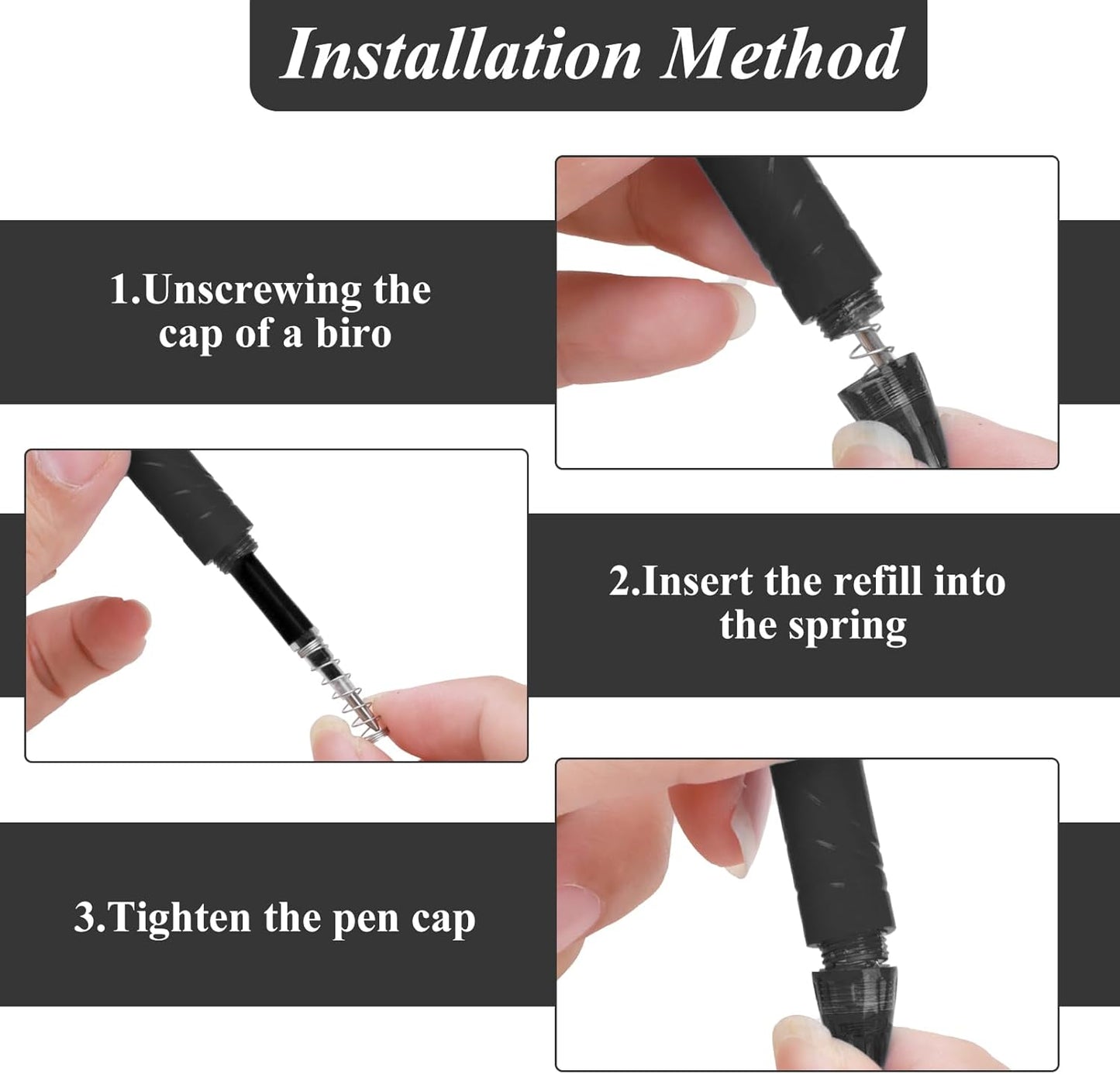 0.7 mm Erasable Gel Ink Pen Refills Compatible with Frixion Friction, Smooth Writing Multicolor Retractable Fine Point Pen Refill for School Office Home Art (Black, 40)
