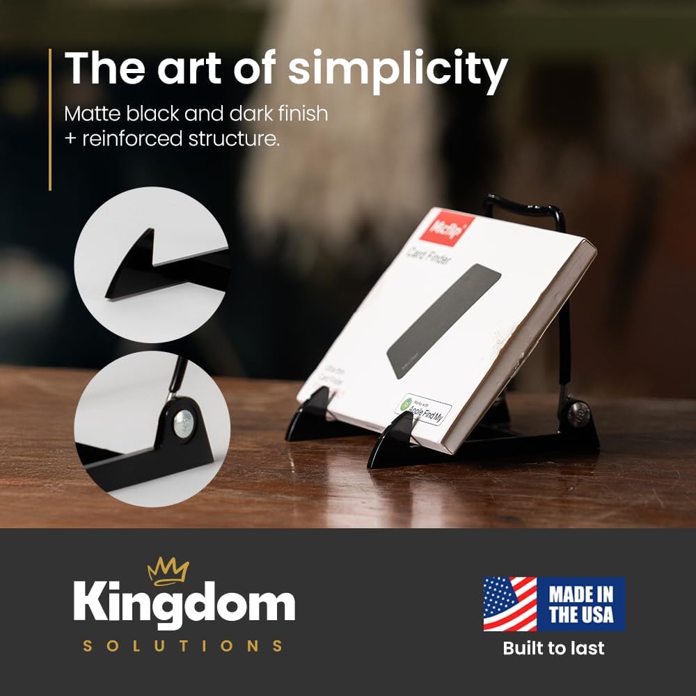 KINGDOM SOLUTIONS MADE IN USA 2-pack Sturdy & Durable Adjustable Black Acrylic Easels to Display Unnoticeably Plates, Art, Pictures & More - Unique on the Market