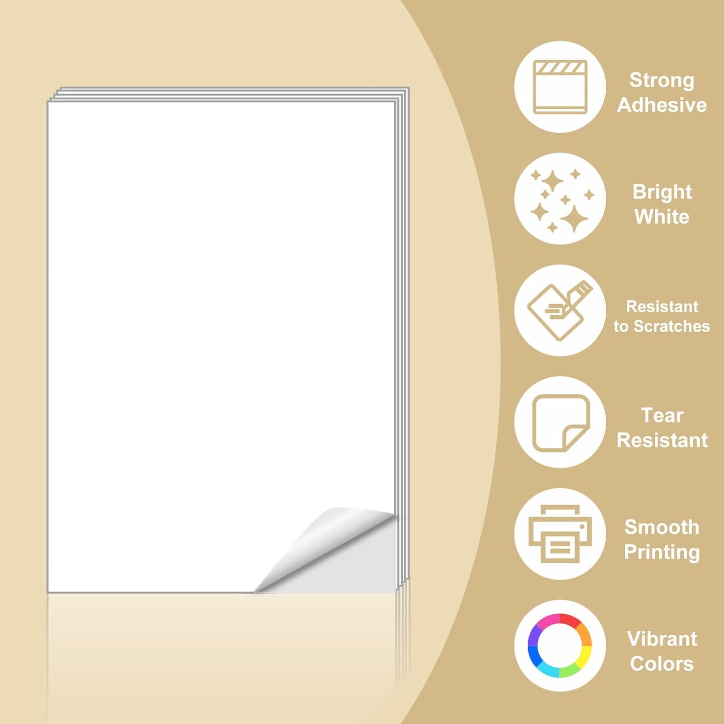 BESTEASY Sticker Paper 8.5" x 11" Full Sheet Label Stickers for Laser & Inkjet Printers, Self-Adhesive Paper Shipping Labels (500 Sheets,500 Labels)