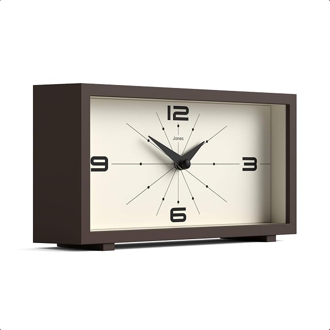 JONES CLOCKS® 'Odeon' Desk Clock | Modern Rectangular Design in Brown, Stylish - Image 2