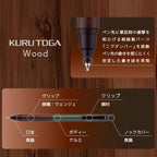 Uni Kuru Toga Wood, 0.5mm Mechanical Pencil, Auto Lead Rotation, Wooden Grip - Image 4