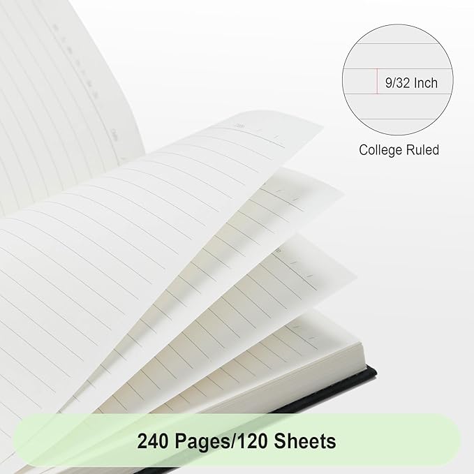 COMIX 6 Pack Lined Journals for Men Women, 240 Pages 5.6" x 8.3" Journaling - Image 5